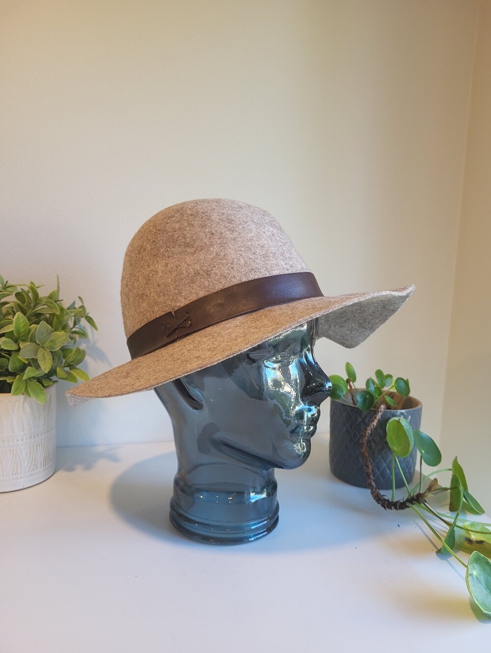 Womens Wool Brim Hat with Brown Leather Band By Hatattack